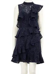 Blue Floral Lace Mini Dress