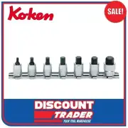 Koken 1/4″ Square Drive Inhex Socket Set On Rail 3-10mm 7 Piece Metric