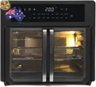 25L Digital Air Fryer & Convection Oven French Doors 360° Rotation Dual-Heating