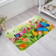Butterfly Tulip Leaf Flower Bathroom Mat Corridor Carpet Kitchen Mat Entrance Do