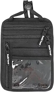 [Boxiki Travel] RFID Travel Neck Wallet - Black - Sleek, Secure Passport Holder and Money Pouch with Adjustable Neck Strap for Men and Women to Keep Cash, Credit Cards, and Travel Documents Safe …
