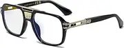 Retro Pilot Anti-blue Light Eyewear Men Trendy Fashion Square Metal Black Glasses Frame Designer 80s 90s