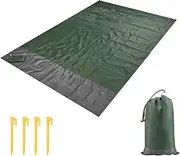 NUZAMAS 79×82.6 in Waterproof Picnic Blanket Lightweight Beach Blanket with Bag Sandproof Foldable Hiking Camping Mat for Travel Hiking Grass BBQ (Army Green)
