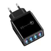 3.1A 4USB LED Light Fast Charging USB Charger Adapter For iPhone 8Plus XS 11Pro Huawei P30 Pro Mate 30 Oneplus 7 BLACK COLOR