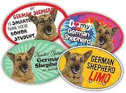 Prismatix Decal 4 Dog/Cat Oval Magnets for Cars, Lockers, Refrigerators, German Shepherd