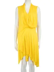 Yellow Sleeveless Drape Dress