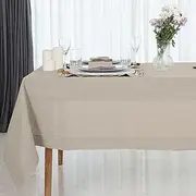 D'Moksha Homes Natural Tablecloth 60 x 120 Inch, 100% Pure Linen Tablecloth 120 inch, Hemstitch Tablecloth, Rectangle Tablecloth for Summer, Spring, Outdoor Tablecloth - Easy Care, Machine Washable