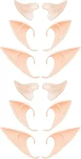 6 Pairs Elf Ears - Cosplay Fairy Pixie Elf Ears Soft Pointed Ears Tips Anime Party Dress Up Costume Makeup Masquerade Accessories Halloween Elven Vampire Fairy Ears (6 Pairs)