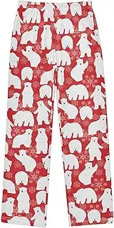 [ZZXXB] Winter Polar Bear Snowflake Boys Long Pants Soft Trousers Elastic Waist Kids Lounge Bottoms with Pockets S-XL