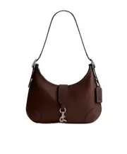 Hamptons clasp-detail leather shoulder bag One size Maple brown