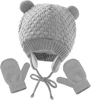 [SAFIGLE] Baby Fleece Hat Gloves Kit Windproof Warm Cartoon Knit for Boys and Girls