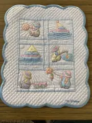 Miniature Quilt 8.5”x10.5” Handmade Trapunto Sunhat Kids Scenes Design , (#115)