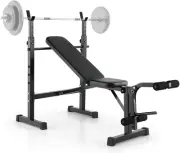 Costway Adjustable Weight Bench & Barbell Rack Set, Strength Training Olympic...