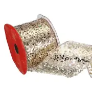 10 Yard 2.5 Inch Glitter Mesh Wired Ribbon Webbed Sequin Rose Gold