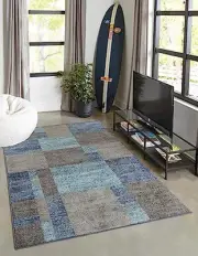 Autumn Collection Area Rug - 5' 3" x 8' Rectangle Blue Gray/Light Brown