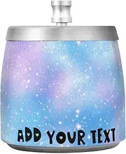 Purple Blue Galaxy Starry Waves Stainless Steel Big Ashtrays with Lid for Home Indoor Car Office, Unique Smokeless Ashtrays for Cigarettes or Home Garden Decor