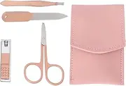 Ipetboom Compact Nail Tool Set 1 Set/4 Pcs Stainless Steel Nail Clippers Manicure File Eyebrow Tweezer Beauty Scissors Rose Gold Nail Care Kit