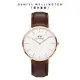 Daniel Wellington DW 手錶 Classic Bristol 40mm深棕真皮皮革錶-白錶盤-玫瑰金框 DW00100009