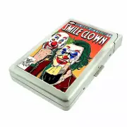 Smile Clown Comic Joke Cigarette Case w/Built in Lighter Metal Wallet