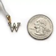 New DAVID YURMAN 8mm Petite Gold & Enamel W Initial Pendant Charm Enhancer