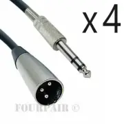4 Pack - 50ft XLR 3-Pin Male to 1/4" Stereo TRS Shielded Microphone Mic Cable