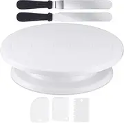 iDopick 11 Inch Cake Decorating Turntable, Cake Decorating Supplies Kit with Decorating Comb/Icing Smoother(3pcs),2 Icing Spatula for Party, Wedding, Birthday, Baby Shower