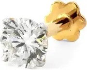 [Abhika] 0.29-0.31 ctw Lab Grown Diamond 14K Yellow Gold Nose Stud For Women | Four Prong Threaded Flatback Piercing Jewellery, Yellow Gold, lab grown diamond