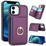 IPhone 13 Mini 5.4 Inch With Card Holder,Military Grade Drop Protection,Durable Shockproof Cover-Light Purple