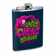 Unfed Mind Devours Em1 Flask 8oz Stainless Steel Hip Drinking Whiskey