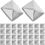 Sewroro 100Pcs 10mm Square Pyramid Studs Flatback Glue on Studs Punk Nailhead Spike Rivets for DIY Craft Clothing Shoes (Sliver)