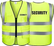 [Shmimy] Reflective Vest Class 2 Safety Vests ANSI with 5 Pockets Zipper High Visibility Construction Uniform, Yellow-security-1pack, Medium