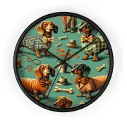 Home Decor Wall Clock Dapper Dachshunds Retro Style Home Decor Dog Pet Lover