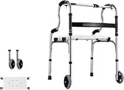 Walking Frames for the Elderly, Lightweight Upright Walking Frames, Foldable Rollator Walker with Seat and Wheels, 6 Levels of Height Adjustment, Load Capacity 265lb