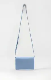 AllSaints Fetch Leather Crossbody Wallet Denim Blue