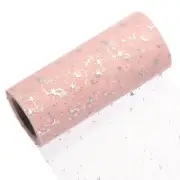 6" Glitter Tulle Ribbon Rolls Sparkle Star Netting Fabric 10 Yards, Apricot