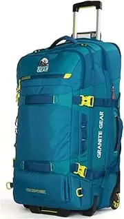 [TH TRAVELLERS HOME] Granite Gear 131L Water-Resistant Wheeled Duffle Suitcase – Extra Large Check-in Softcase Luggage with Backpack Strap and Rolling Wheels for Travel