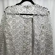 Peter Nygard Cardigan Sweater Women's Medium Ivory Lace Full Zip Front NWT $199