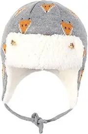 [Minkissy] Delicate Winter Skiing Hat Warm Cotton Pattern Cap for Stylish Ear Protection Design for Outdoor Fun Cold Weather Activities Grey