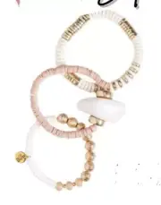 Plunder Design Fashion Jewelry Bentlyann Multi Bead Gold Elastic Bracelet Set