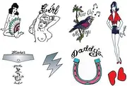 Deluxe Amy Winehouse Fancy Dress Tattoos Set of 9 Temporary Goth