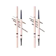 Flortte - My Beautiful Password Eyebrow Pencil - 0.05g - B1 Medium Brown (1 ea) + B2 Ash Brown (1ea) Set