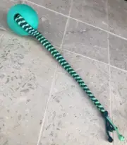 Dog Training Ball w/ Woven Paracord Handle Fetch and Reward Toy 3" Ball 12" Rope