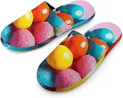 [VFMKT] Women's Fuzzy Scuff Slippers Soft Comfy House Slippers Non-slip Warm Bedroom Slipper Colorful Candy Home Shoes for Indoor Outdoor Bedroom, Style, Small