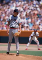 Jeff Robinson pitcher Detroit Tigers prepares to pitch during the - Old Photo