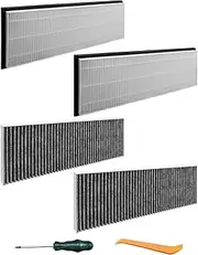 Cabin Air Filter Air Intake Filter Fit for Tesla Model Y 2020 2021 2022 2023 2024 Replace 1658375-00-A 1658376-00-A, Air Intake Set with Activated Carbon With Screwdriver and Pry Plate, 4 Pcs