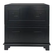 Greek Key Bedside Table - Black