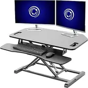 VIVO Extra Wide Corner Height Adjustable 95cm Stand up Desk Converter, Sit Stand Tabletop Dual Monitor and Laptop Riser Workstation, Black, DESK-V000KL