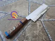 Custom Handmade Stainless Steel Kitchen Chief Knife wood Handle with Sheath