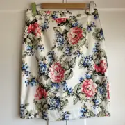 ALANNAH HILL Size 12 Floral Pencil Skirt Lined Cotton Styled in Australia, EC
