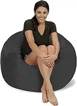 Chill Sack Bean Bag Chair: 3 Inch Memory Foam Furniture Bean Bag - Large Sofa with Soft Microfibre Cover - Charcoal Micro Suede